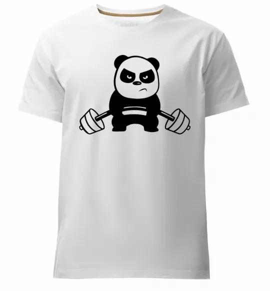 Мужская премиум футболка Strong panda Белый фото