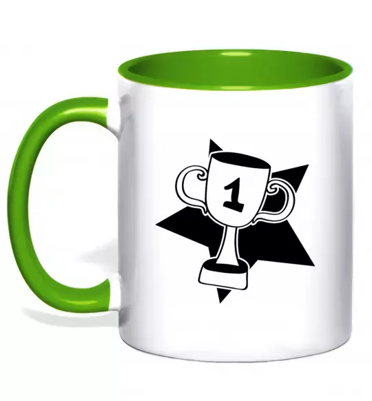 Чашка с цветной ручкой Кубок переможця Зеленый фото