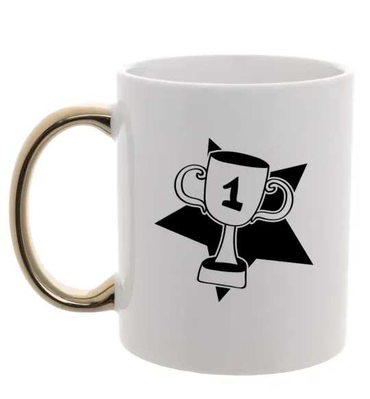 Чашка с цветной ручкой Кубок переможця Золото фото