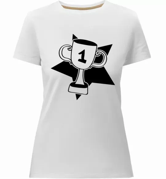 Жіноча преміум футболка Кубок переможця Білий фото
