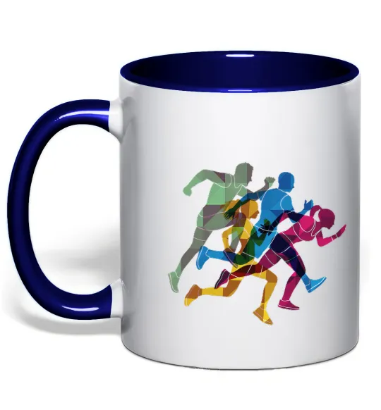 Чашка с цветной ручкой Бігуни Глубокий темно-синий фото