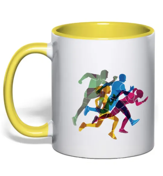 Чашка з кольоровою ручкою Бігуни Лимонний фото