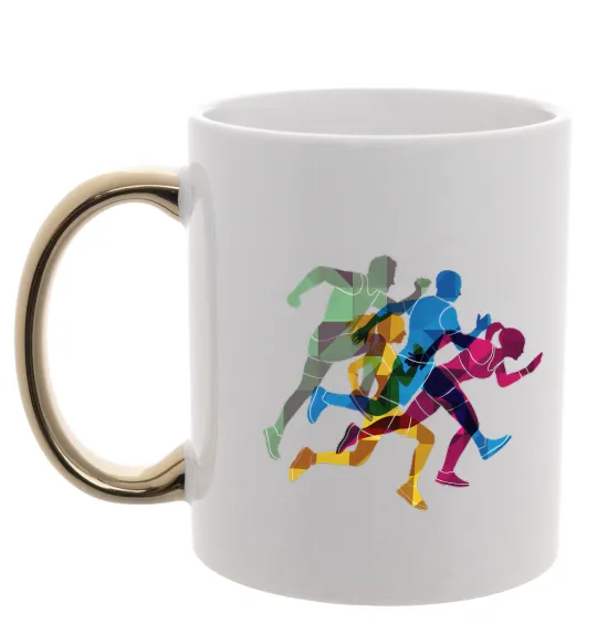 Чашка с цветной ручкой Бігуни Золото фото