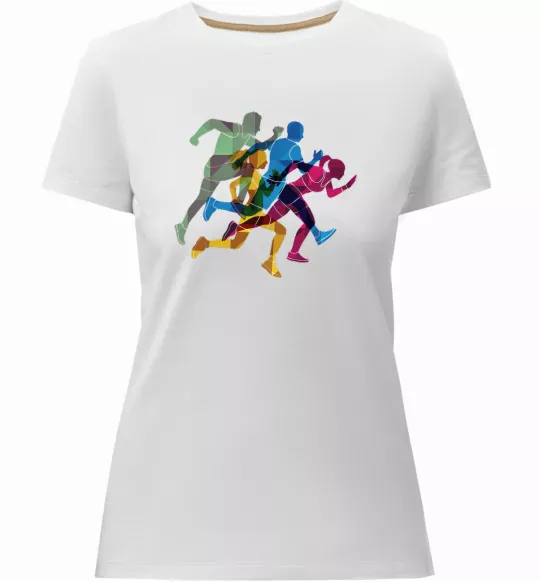 Жіноча преміум футболка Бігуни Білий фото