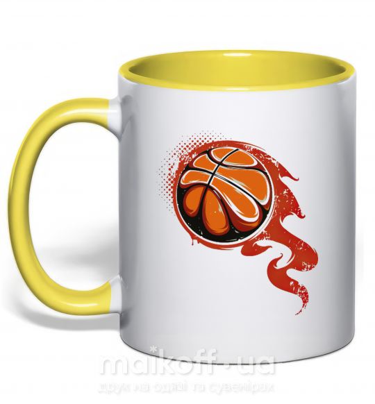 Чашка з кольоровою ручкою Баскетбольный мяч Сонячно жовтий фото