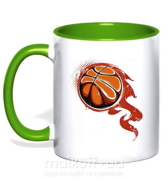 Чашка з кольоровою ручкою Баскетбольный мяч Зелений фото