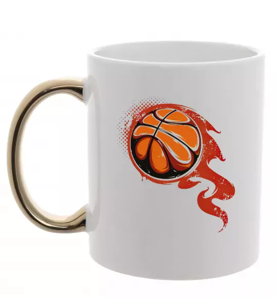 Чашка з кольоровою ручкою Баскетбольний м'яч Золото фото