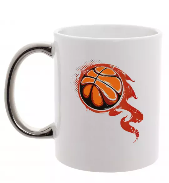 Чашка з кольоровою ручкою Баскетбольний м'яч Срібло фото