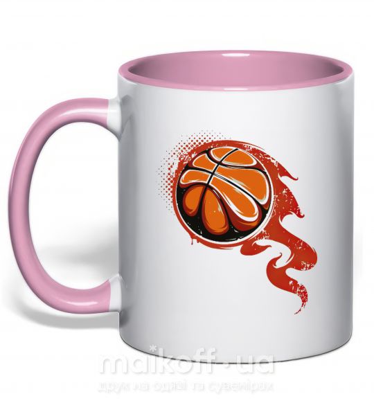 Чашка з кольоровою ручкою Баскетбольный мяч Ніжно рожевий фото