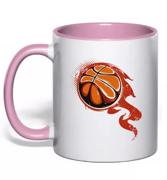 Чашка з кольоровою ручкою Баскетбольний м'яч Ніжно рожевий фото
