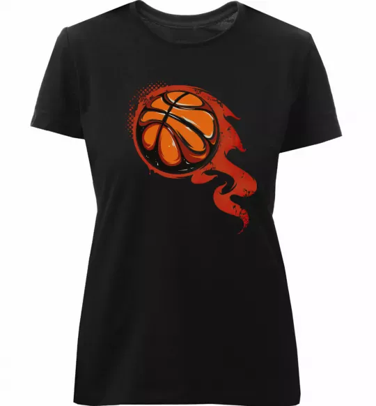 Жіноча преміум футболка Баскетбольний м'яч Чорний фото