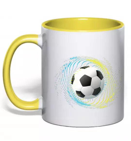 Чашка з кольоровою ручкою М'яч футбольний бризки Сонячно жовтий фото