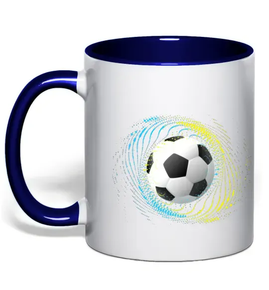 Чашка з кольоровою ручкою М'яч футбольний бризки Глибокий темно-синій фото