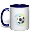 Чашка з кольоровою ручкою М'яч футбольний бризки Глибокий темно-синій Чашка з кольоровою ручкою М'яч футбольний бризки Глибокий темно-синій фото