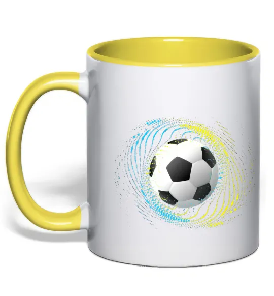 Чашка с цветной ручкой М'яч футбольний бризки Лимонный фото