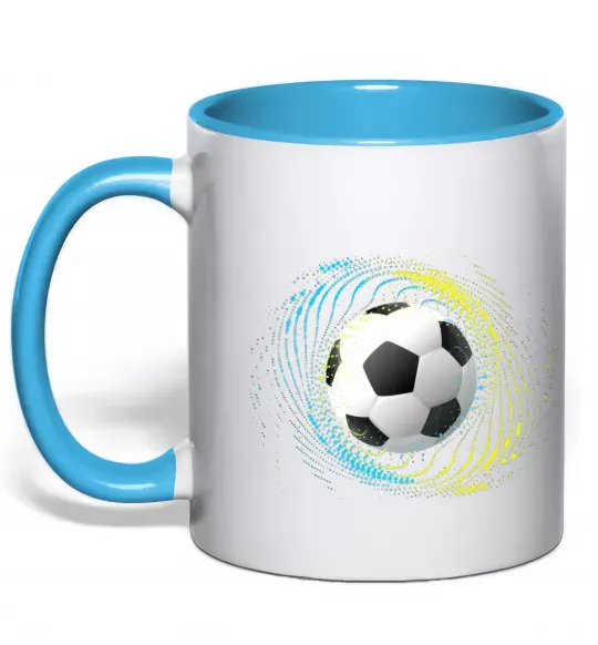 Чашка з кольоровою ручкою М'яч футбольний бризки Блакитний фото