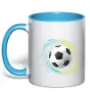 Чашка з кольоровою ручкою М'яч футбольний бризки Блакитний Чашка з кольоровою ручкою М'яч футбольний бризки Блакитний фото
