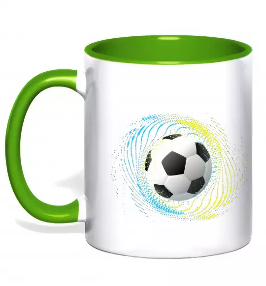 Чашка з кольоровою ручкою М'яч футбольний бризки Зелений фото