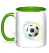 Чашка з кольоровою ручкою М'яч футбольний бризки Зелений Чашка з кольоровою ручкою М'яч футбольний бризки Зелений фото