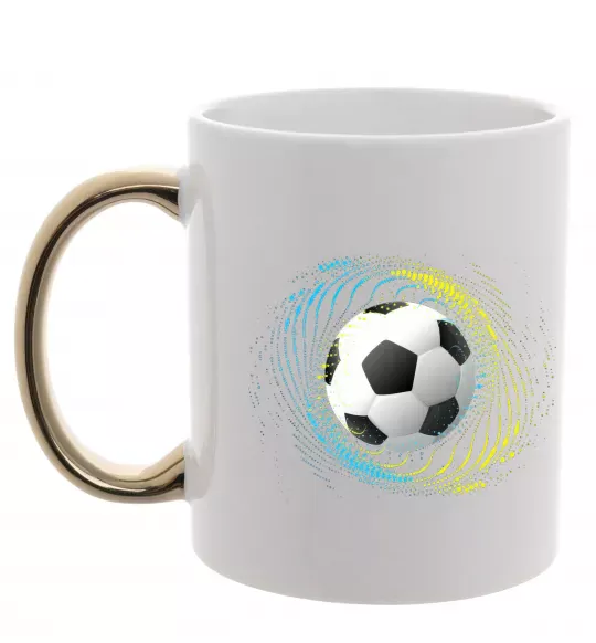 Чашка з кольоровою ручкою М'яч футбольний бризки Золото фото