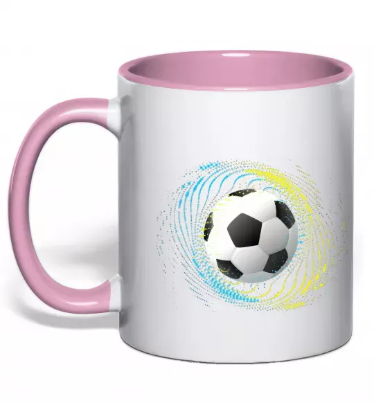 Чашка з кольоровою ручкою М'яч футбольний бризки Ніжно рожевий фото