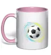 Чашка з кольоровою ручкою М'яч футбольний бризки Ніжно рожевий Чашка з кольоровою ручкою М'яч футбольний бризки Ніжно рожевий фото