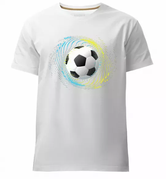 Чоловіча преміум футболка М'яч футбольний бризки Білий фото