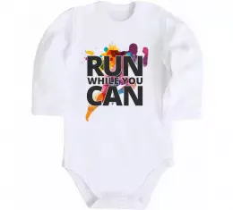 Детский боди Run while you can Белый фото