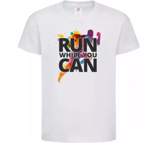 Дитяча футболка Run while you can Білий фото