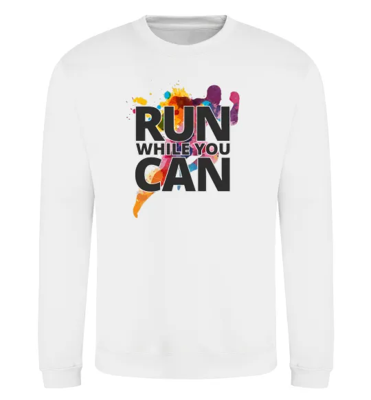 Світшот Run while you can Білий фото