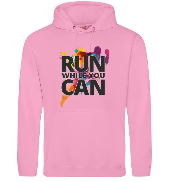 Мужская толстовка (худи) Run while you can Розовый фото