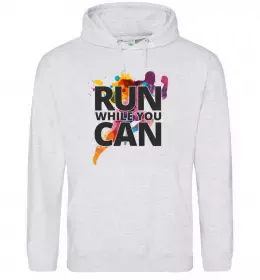 Чоловіча толстовка (худі) Run while you can Сірий меланж фото