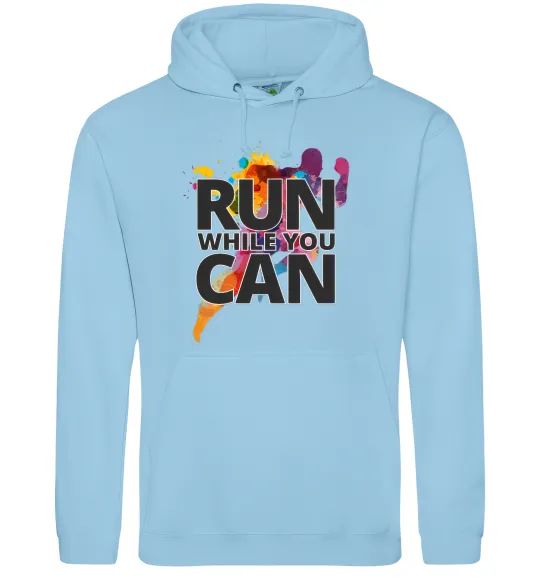 Мужская толстовка (худи) Run while you can Голубой фото