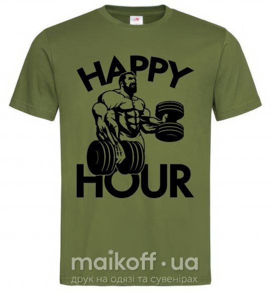 Мужская футболка Happy hour Оливковый фото