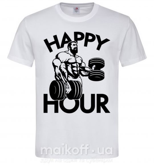 Мужская футболка Happy hour Белый фото