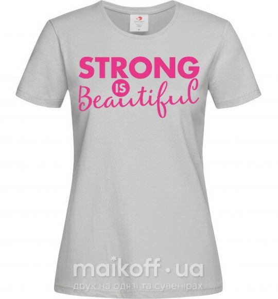 Жіноча футболка Strong is beautiful Сірий фото