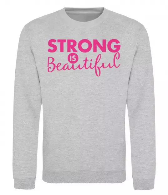 Свитшот Strong is beautiful Серый меланж фото
