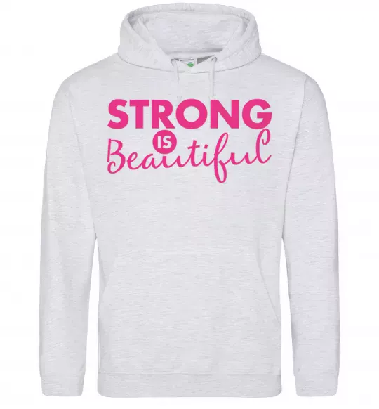 Чоловіча толстовка (худі) Strong is beautiful Сірий меланж фото