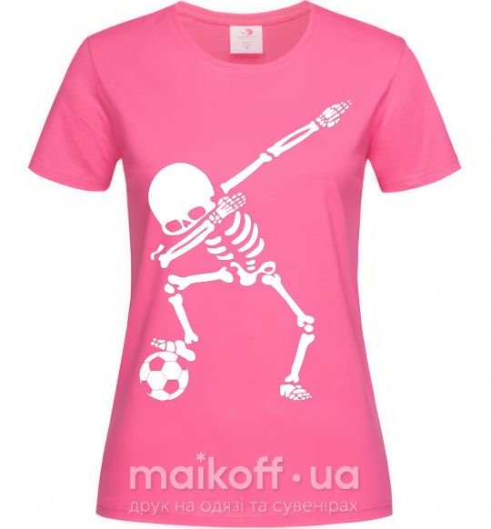 Женская футболка Football skeleton Ярко-розовый фото
