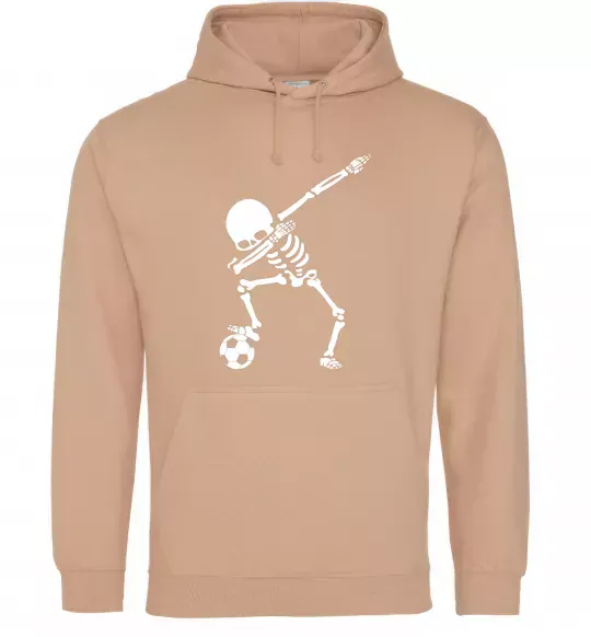 Мужская толстовка (худи) Football skeleton Песочный фото