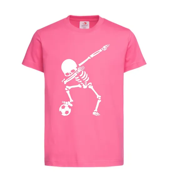 Детская футболка Football skeleton Ярко-розовый фото