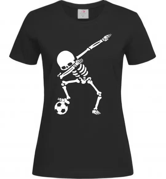 Жіноча футболка Football skeleton Чорний фото