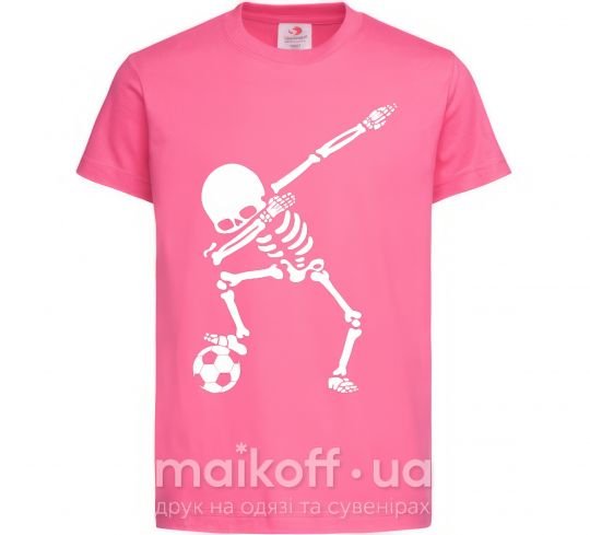 Детская футболка Football skeleton Ярко-розовый фото