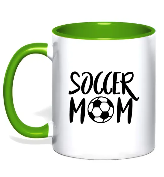 Чашка з кольоровою ручкою Soccer mom Лаймовий фото