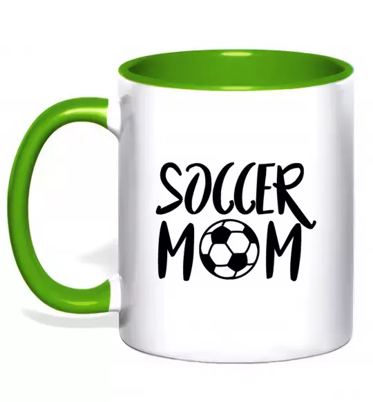 Чашка з кольоровою ручкою Soccer mom Зелений фото