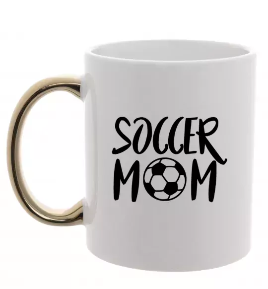 Чашка з кольоровою ручкою Soccer mom Золото фото