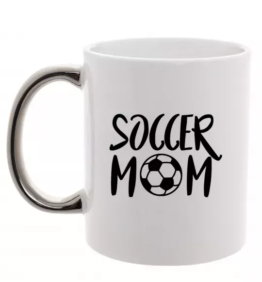 Чашка з кольоровою ручкою Soccer mom Срібло фото