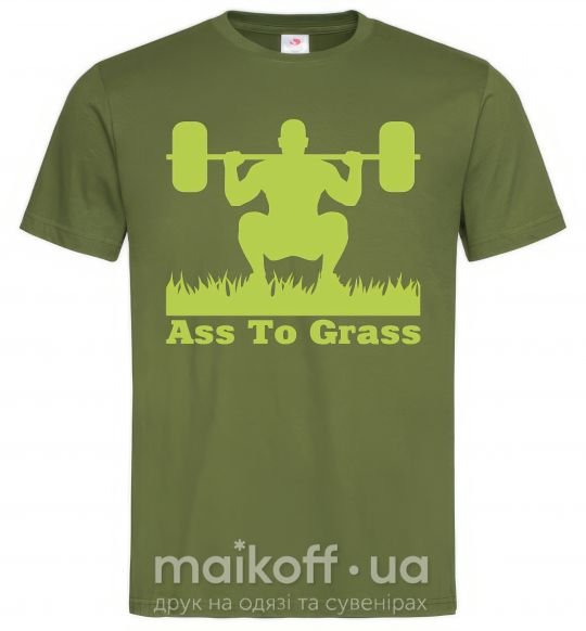 Мужская футболка Ass to grass Оливковый фото