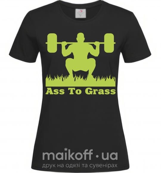 Жіноча футболка Ass to grass Чорний фото