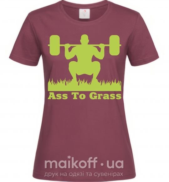 Жіноча футболка Ass to grass Бордовий фото